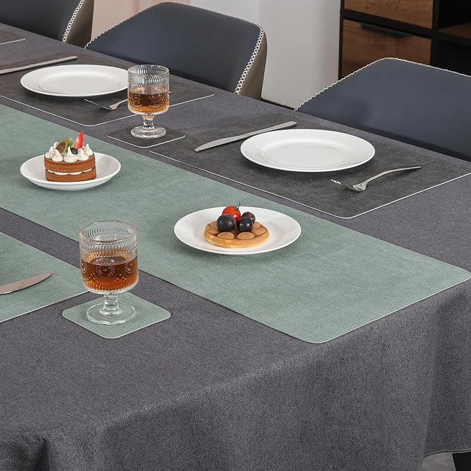 Table Runners 72 Inch Long, Dual-Sided Faux Leather Table Runner | Waterproof - Image 9