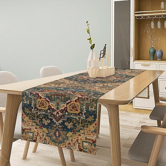 Boho Bohemia Style Table Runner, Country Rustic Farmhouse Vintahe Colorful - Image 2