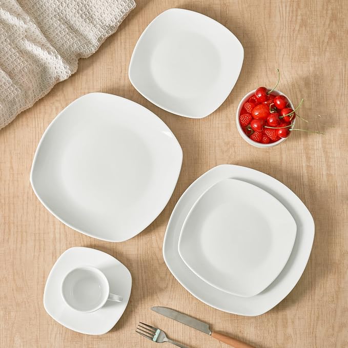 10" Square Dinner Plates Set of 4, Appetizer & Dessert, Dishwasher Safe - Image 5