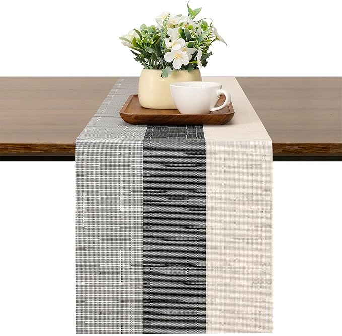 Table Runner 71 Inches Long, Vinyl Woven Farmhouse Table Runners | Washable by Chitomars
