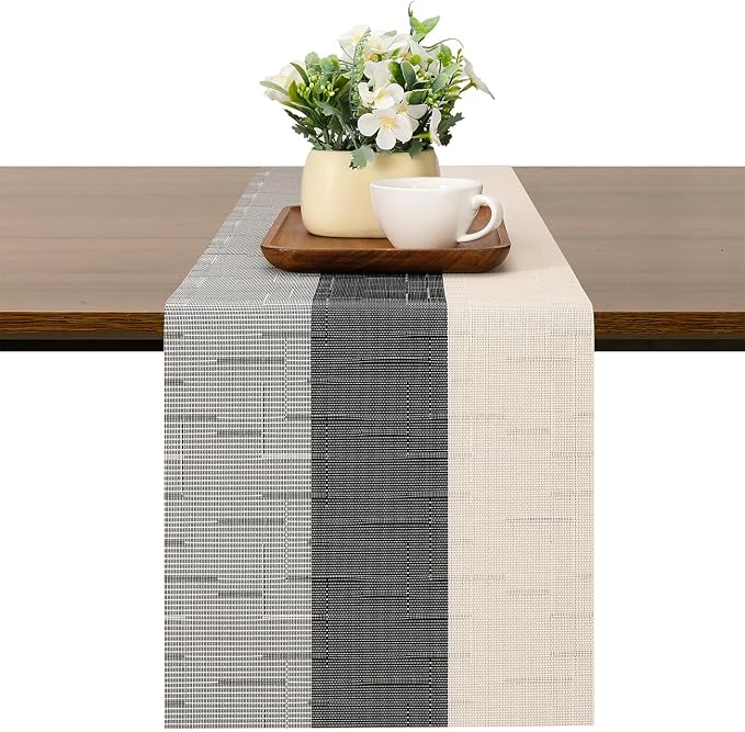 Table Runner 53 Inches Long, Vinyl Woven Farmhouse Table Runners | Washable by Chitomars