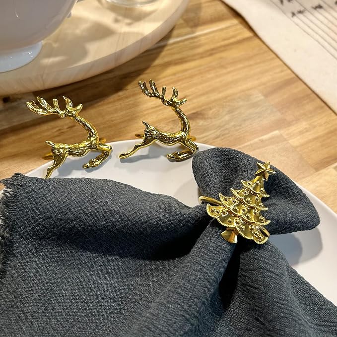 Christmas Gold Napkin Rings Set of 12 - Image 2