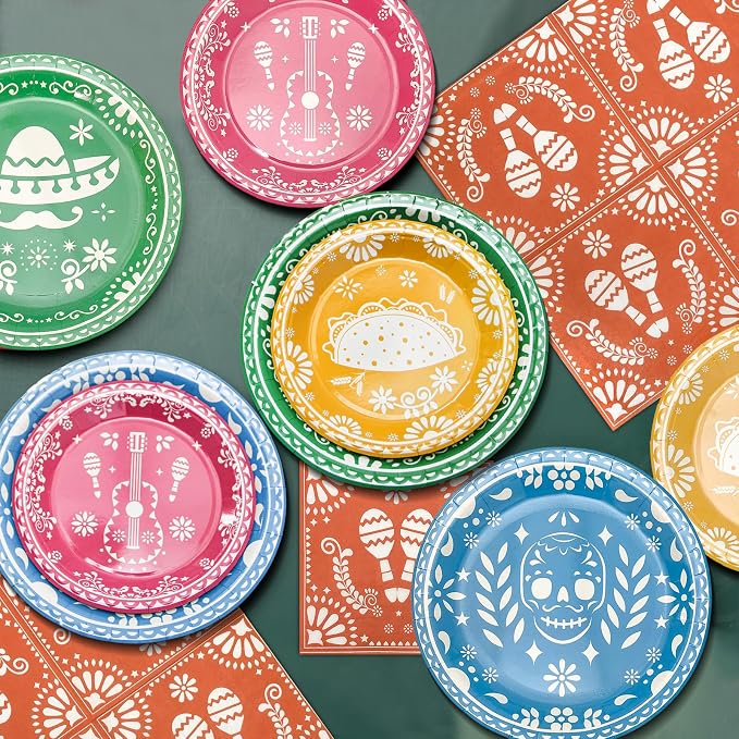 Mexican Fiesta Paper Plates and Napkins Party Supplies Serve 60 | 180PCS - Image 6