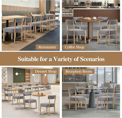 Dining Chairs Set of 4,Mid Century Modern Dining Chair Set - Linen Upholstered Low Back Kitchen & Dining Room Chairs with Woven Design,Grey Fabric