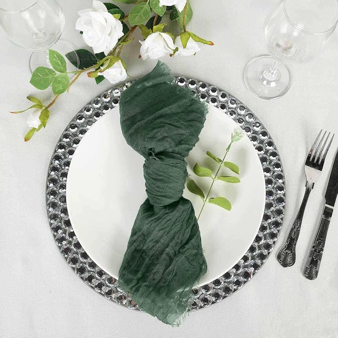Efavormart 5 Pack 24"x19" Moss Green Matte Gauze Cheesecloth Napkins, Forest - Image 9