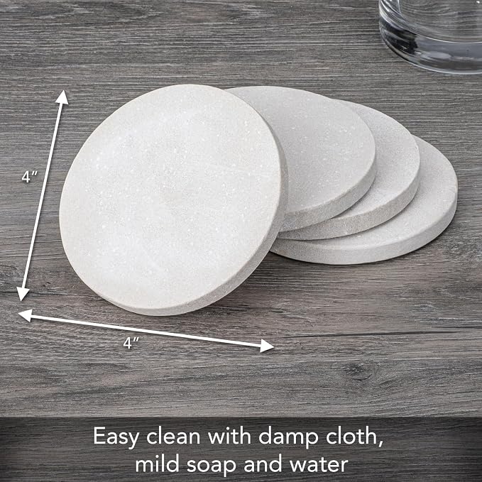 Thirstystone Round Natural Sandstone Coaster 4 Pack | 4" Diameter, Protective - Image 3