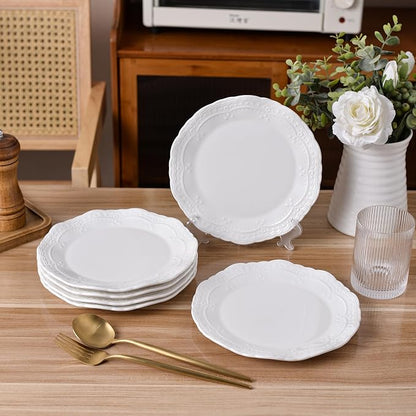 10 Inch Porcelain Dinner Plates Set of 6, Dishwasher safe, Microwave safe - Image 2