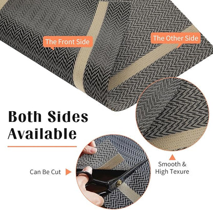FAVE Placemats Set of 6 Brown Placemat Woven with Golden Thread Durable and Wipeable Vinyl Placemats Heat Resistant Table Mats Set of 6 High Texture Place Mats for Kitchen Table (Brown)