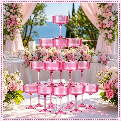 12PCS Plastic Martini Glasses, Hot Pink Disposable Coupe Cups | 10oz Acrylic - Image 6