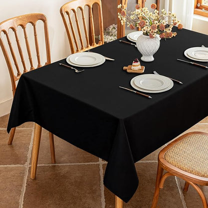 Fabric Black Rectangle Table Cloth for 8 Foot Rectangular Table Textured Stain Resistant & Wipeable Tablecloth Easy Clean for Dining Banquet Party 54 x 108 Inch