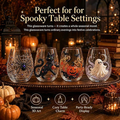 3D Halloween Artisan Glassware Collection, Halloween Artisan Glass Cups | - Image 2