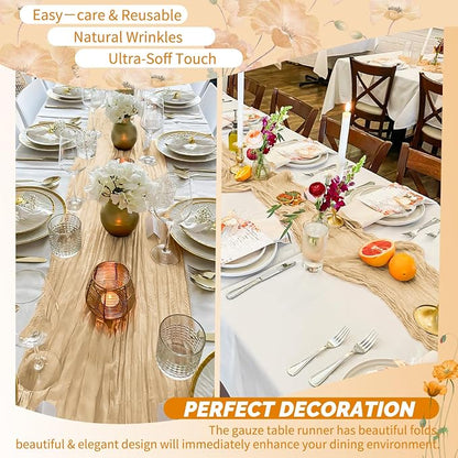Showgeous 18 Pack Nude Cheesecloth Table Runner, 17 x 108 Inches | Boho - Image 6