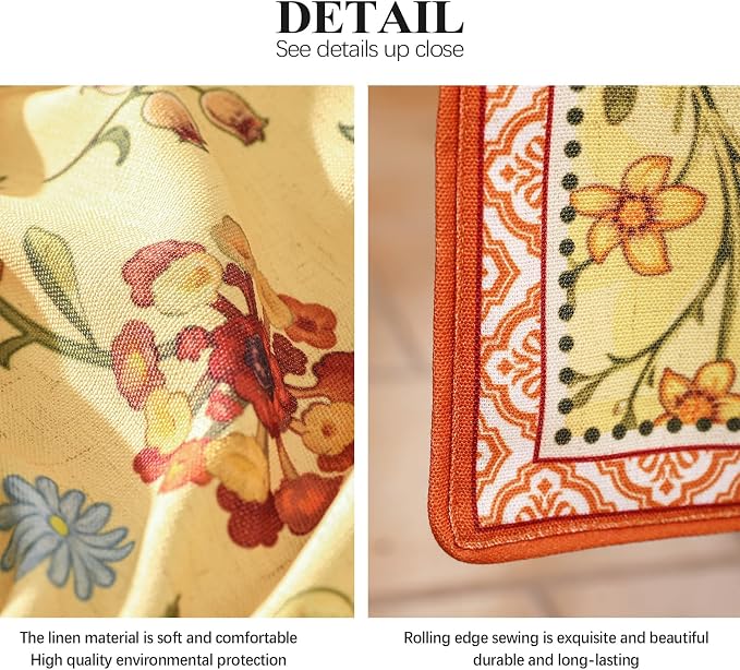 bilin gaier Designer French Linen Extra Long Table Runner, Floral Pattern - Image 5