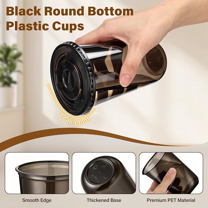 KesaPlan 50 Pack 16 oz Black Plastic Party Cups - Image 4