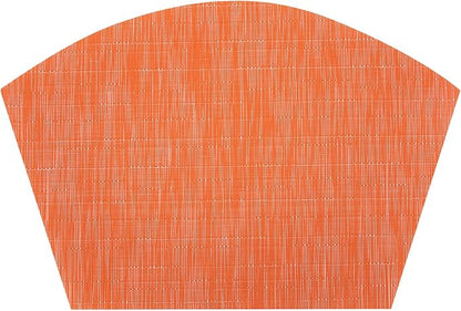 SHACOS Round Table Placemats Set of 5 Woven Vinyl Wedge Placemats with Centerpiece Round Table Mats Heat Resistant Wipe Clean (5, Orange)