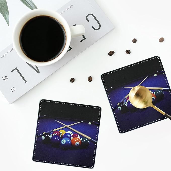 Marble Coasters Square Leather Drinks Coaster Set - Image 6