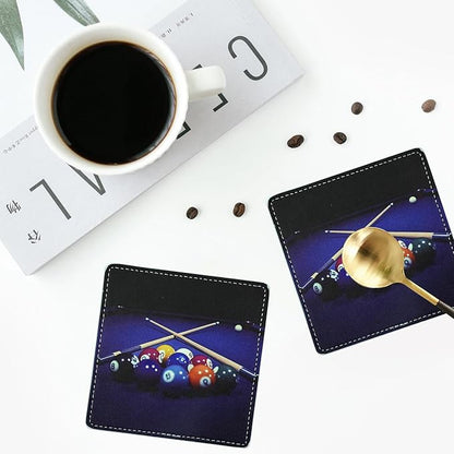 Marble Coasters Square Leather Drinks Coaster Set - Image 6