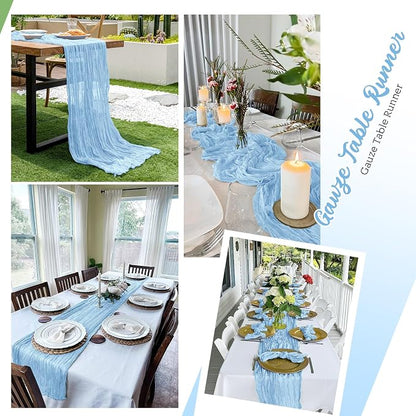 8 Pack Baby Blue Cheesecloth Table Runners 20x120 Inch Gauze Table Runner 10FT - Image 5
