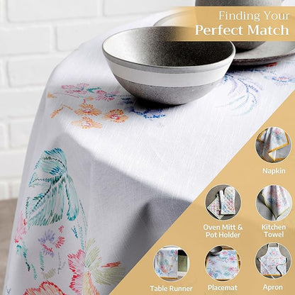 Maison d' Hermine Table Cloth Round Table 100% Cotton 63 Round Inches Tablecloth Reusable Decorative for Dining Room Farmhouse Home Valentines Day Decorations Spring Summer - Paradise Island