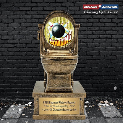 Decade Awards Action Pedestal Gold Toilet Bowl Trophy with Optional Inserts - Custom Engraved Plate On Request (7 Inch Tall)
