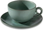 Cup and Saucer Set Turquoise Ceramic Cappuccino Mug Set of 1-10 oz Microwave by Tvvtuww