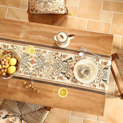 bilin gaier Designer French Linen Small Table Runner, Floral Pattern, Dining - Image 5