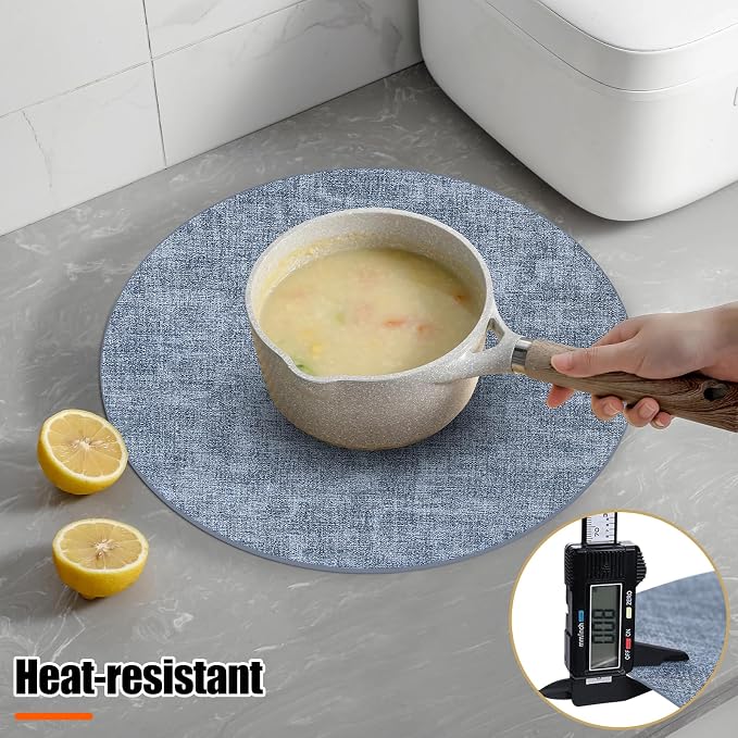 Homaxy Round Faux Leather Placemats and Coasters, Wipeable Place Mats, - Image 2