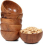 Set of 6 small acacia wood dessert bowls 4.2 * 2 inches | 8 oz capacity | by LAVAUXDESIGNS