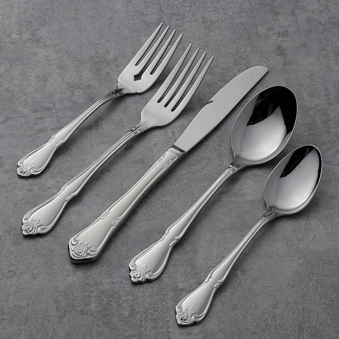 Oneida Silverware Set, True Rose 20-Piece Everyday Flatware Set, Service - Image 4