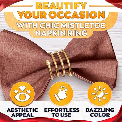 Gold Napkin Rings Set of 8 - Valentine Napkin Rings with Elegant Spiral Design | Durable Metal & Shiny Gold Finish | Great for Weddings, Holidays & Everyday Use | Romantic Valentine Table Decoration