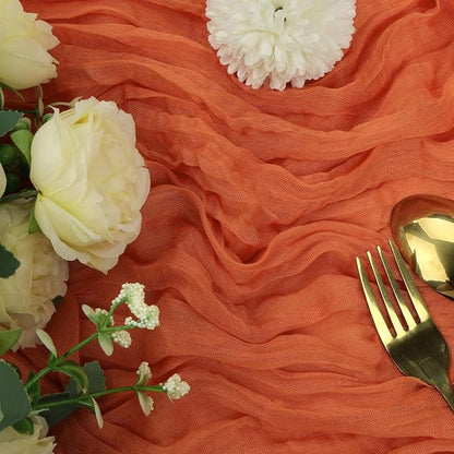 6 Pack Orange Cheesecloth Table Runner 35 x 120 Inch | Boho Gauze Fabric - Image 2