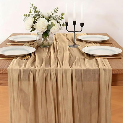 Cheesecloth Table Runner, 120 Inch 10 FT, Champagne | 1 Pack, 35x120 Inches - Image 2