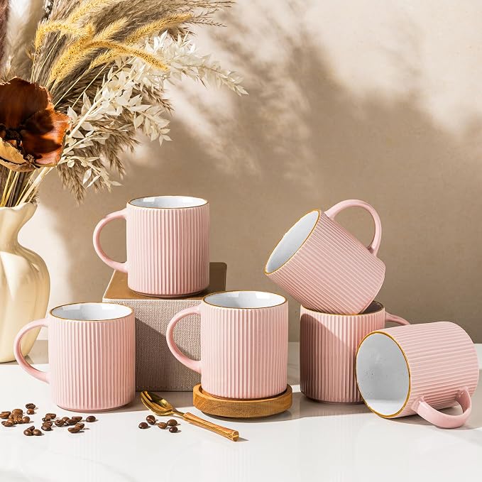 GBhome Ceramic Coffee Mugs Set of 6, 12oz Coffee Cups by GBhome