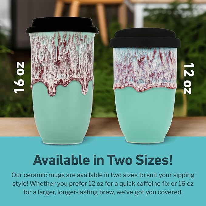 NOVA CERAMICS Travel Mug On the Go Coffee Tumbler Microwave & Dishwasher Safe - Image 5