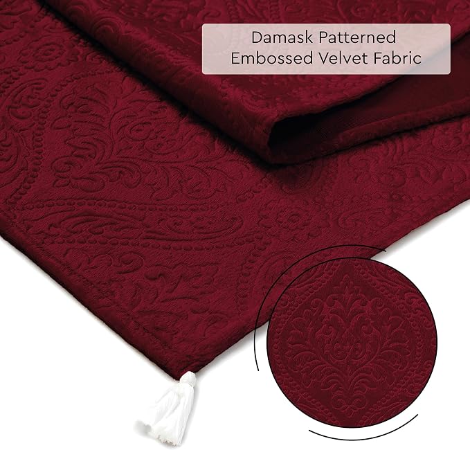 Encasa XO Table Runner, Embossed Velvet, Elegant 13"x72" | Maroon, 175 GSM - Image 5