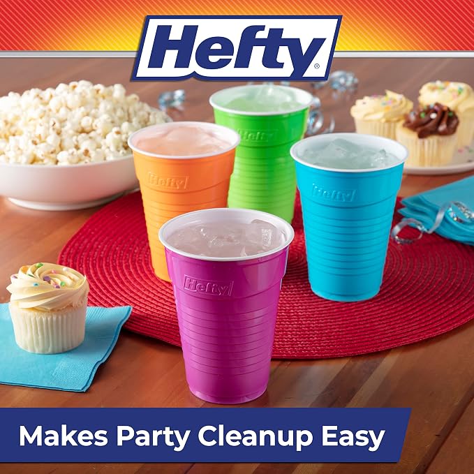 Hefty Party On Disposable Plastic Cups, 16 Ounce, Disposable Plastic Cups - Image 7