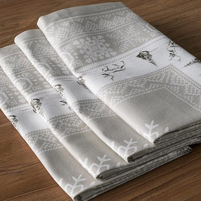 Maison d' Hermine Cloth Napkins Set of 4 100% Cotton for Thanksgiving Christmas Decorations Everyday Reusable Square Fall Napkins Cloth Washable Dinner Party (Cozy Christmas, 20"x20")