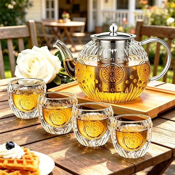 Amzcku 50OZ/1500ml Vintage Glass Teapot Set - Image 2