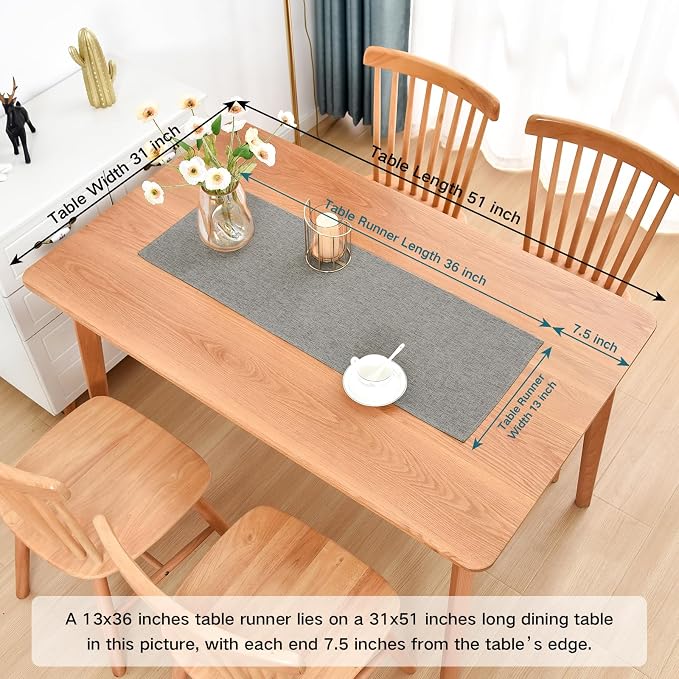 Faux Linen Small Table Runner Water Resistant 13 x 36 in, Coffee Table Runner - Image 2