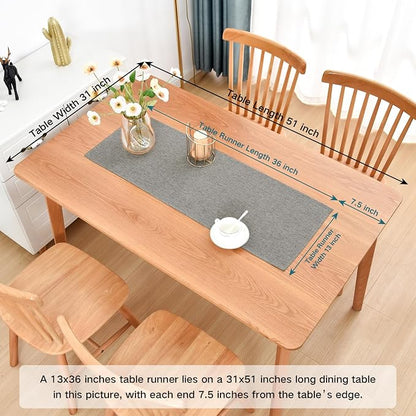 Faux Linen Small Table Runner Water Resistant 13 x 36 in, Coffee Table Runner - Image 2