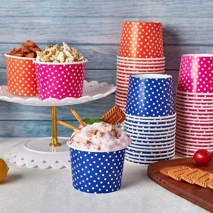 120 Pack 16 oz Ice Cream Cups, Disposable Paper Dessert Cups | three color - Image 5