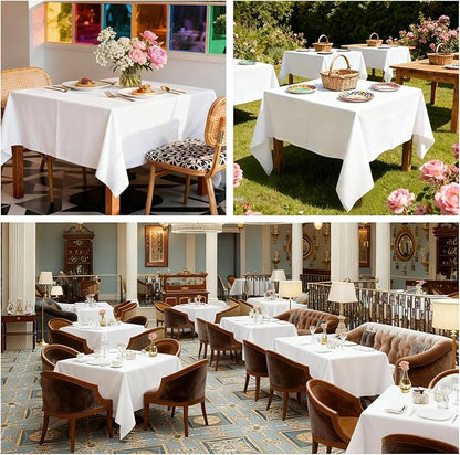 8 Pack White Square Tablecloth 54x54 Washable Polyester Table Cloth for Square or Round Tables, Wrinkle Resistant Fabric Decorative Covers for Dining Party Banquet Buffet and Wedding