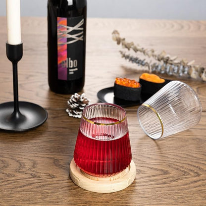 N9R 24PCS Plastic Wine Glasses Disposable, 14 oz Gold Rim Cocktail Spritz | - Image 7