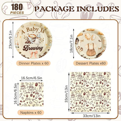 180Pcs Halloween Ghost Party Supplies Paper Plates and Napkins Serve 60 | - Image 2