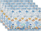 Ocean Starfish Placemats Set of 4 Beach Theme Seashell Coastal Washable Non-Slip Heat Resistant Linen Fabric Summer Thick Place Mats Decorative Table Mat 12×18 Inch for Dining Table Decor