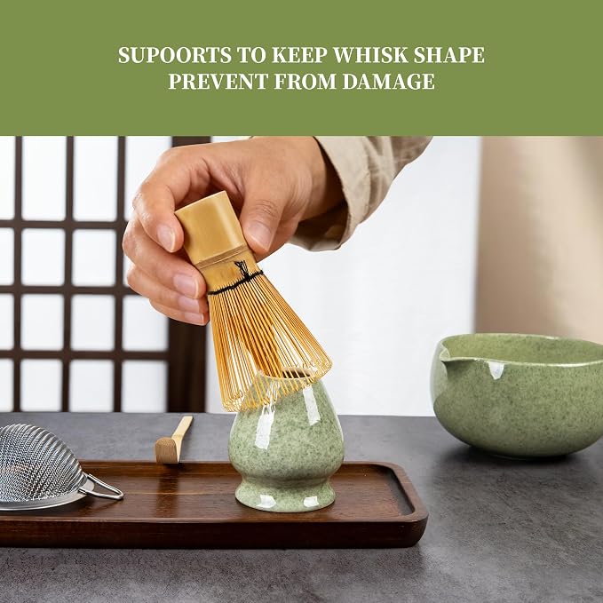 YIBO Matcha Whisk Set With Bowl, Ceramic Matcha Making Kit Includes Bamboo Whisk - Image 5