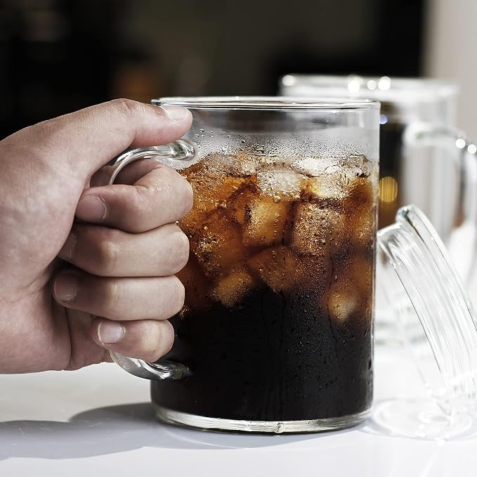 LUXU Glass Coffee Mugs, 27oz Large Glass Coffee Cups Clear Glass Tea Cups - Image 7