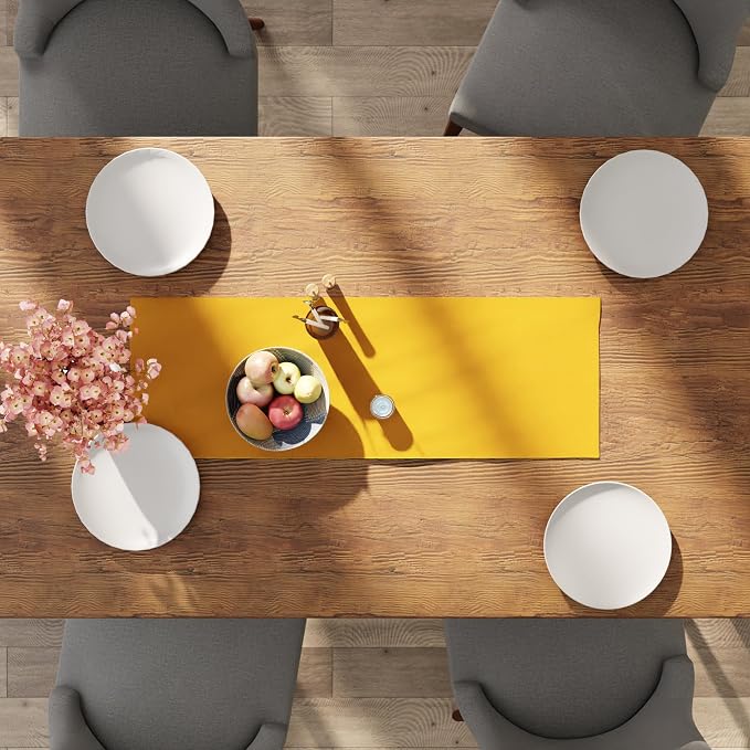 Encasa XO Table Runner, Cotton Canvas Dining Runner 13"x36" | Sunbeam Yellow - Image 4