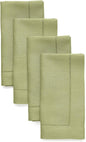 Solino Home Linen Napkins Set of 4 - Classic Hemstitch 100% Pure Linen Moss Green Dinner Napkins Cloth 20 x 20 Inch for Winter, Spring, Easter, St Patricks Day - Handcrafted and Machine Washable