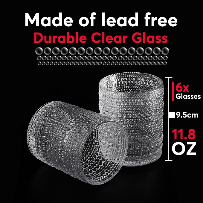 Hobnail Drinking Glasses, Vintage Glassware Set of 6, Vintage Drinking Glasses - Image 4